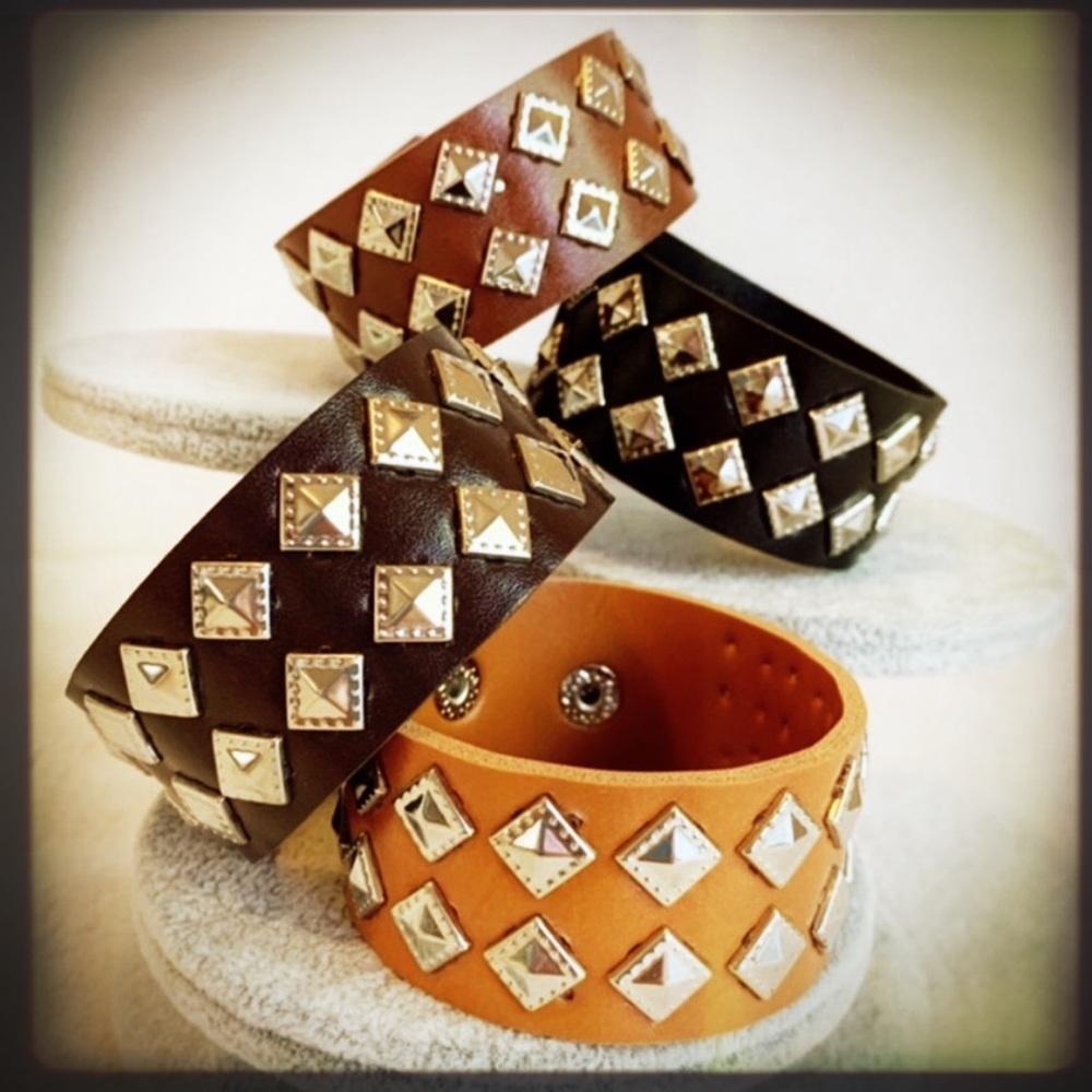 Vegan Leather Diamond Studded Bracelet